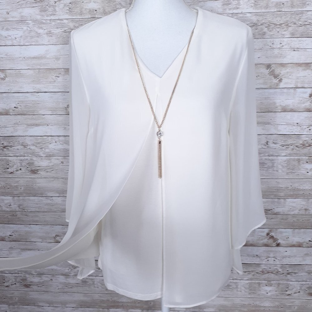 JM Collection Blouse S Sheer Overlay Necklace 966 - Picture 2 of 7